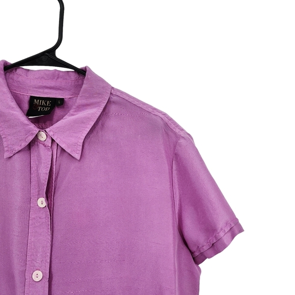 Mike & Tod Women's 100% Silk Button Front Shirt - L - Picture 2 of 6